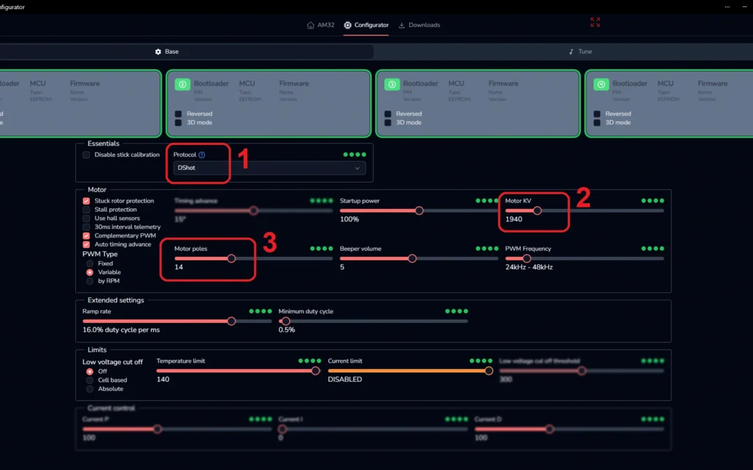 Configurazioni base AM32